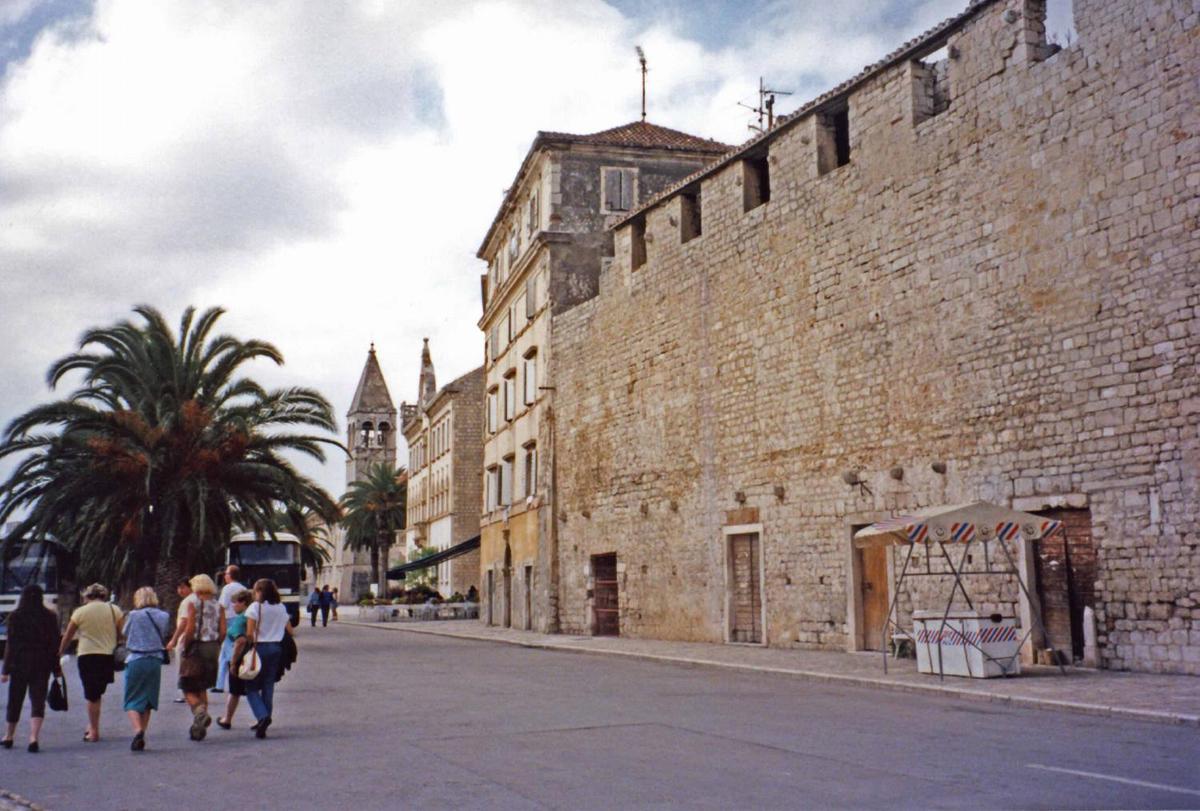 Outside the walls of historic Trogir. The town's 2300 years of continuous urban tradition (Greek, Roman, Venetian, Habsburg) have left a fascinating and unique concentration of palaces, churches, towers, and fortifications. In 1997, Trogir was inscribed onto the UNESCO list of World Heritage Sites.
