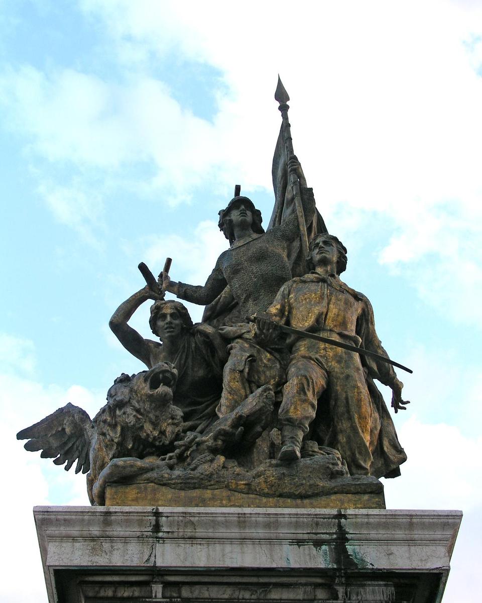 One of the alegorical statues at the foot of the Monumento Nazionale a Vittorio Emanuele II (National Monument of Victor Emmanuel II) in Rome. Victor Emmanuel was the first king of a unified Italy, ruling from 1861-1878.