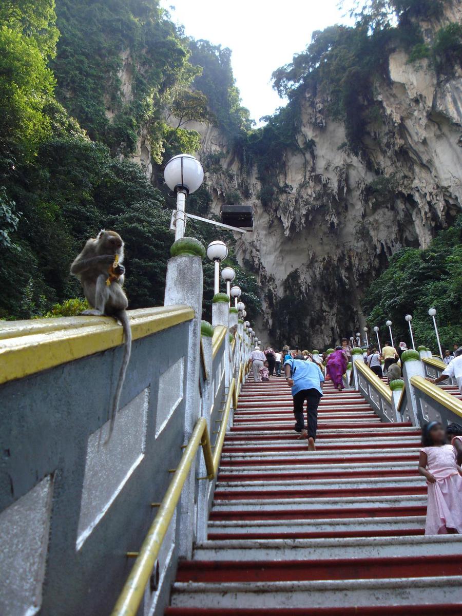 Some of the 272 steps leading up to Cathedral Cave at Batu Caves.