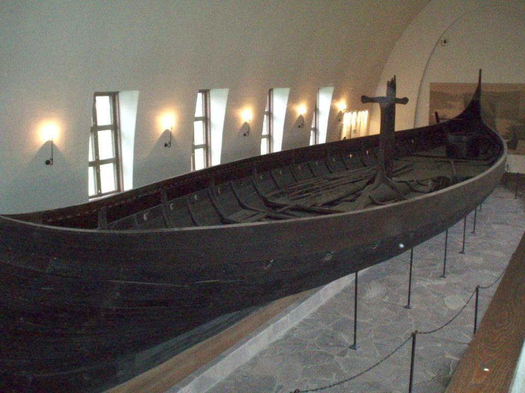 The Gogstad Ship, excavated in 1880, dates to the late 9th century; it is housed in the Viking Ship Museum in Oslo. Constructed largely of oak, the vessel is 24 m long and 5 m wide and was built to carry 32 oarsmen.