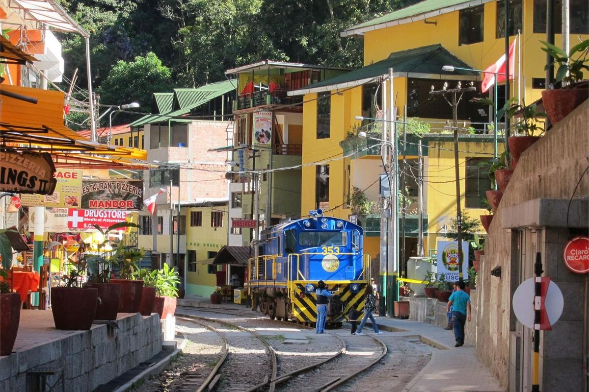 Trains bring tourists and supplies to Aguas Calientes (Hot Waters), also known by the name of Machupicchu Pueblo.
