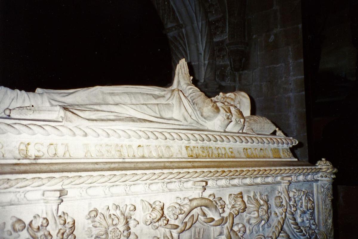 The tomb of Vasco de Gama in the Jeronimos Monastery in Belem, Lisbon.