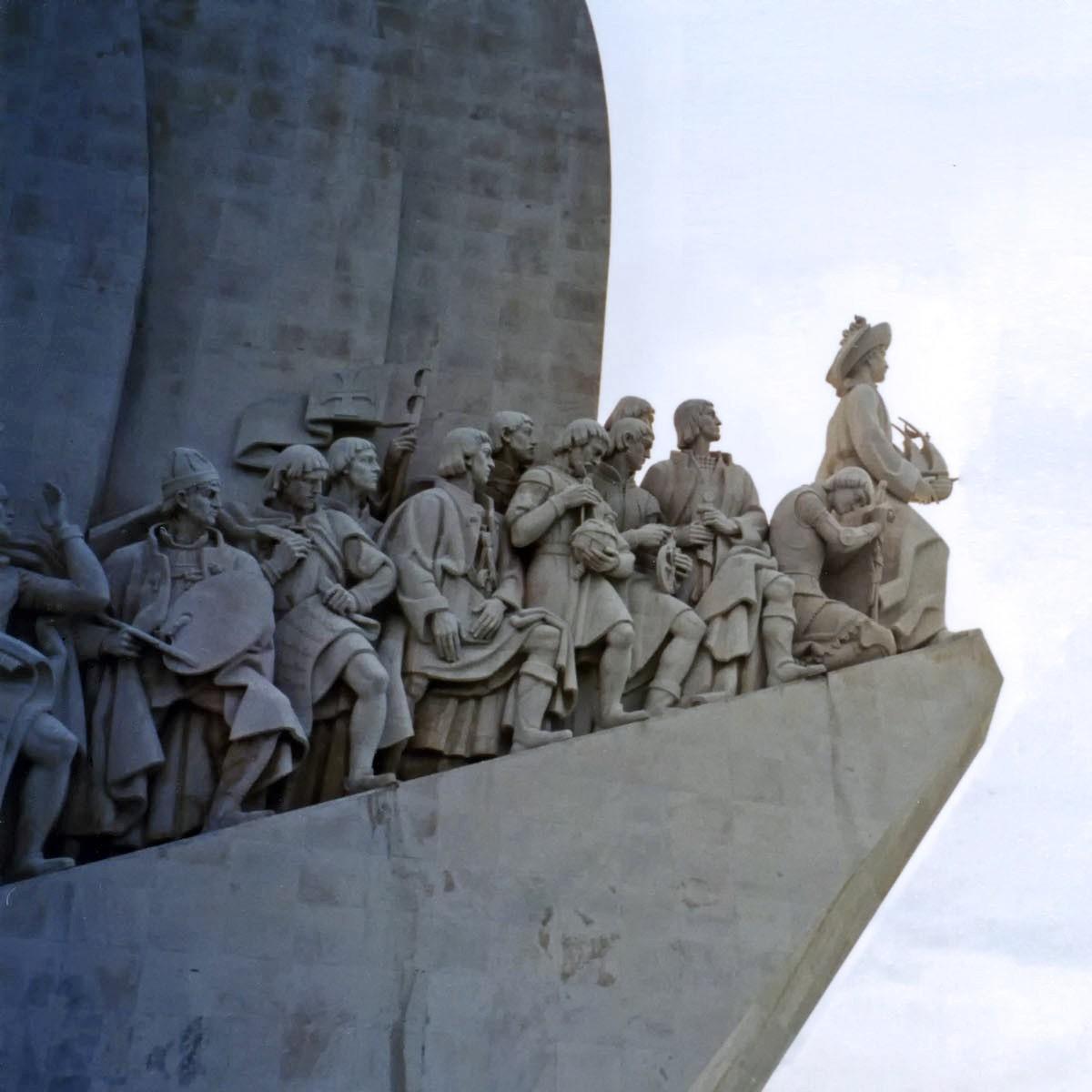 A detail from the Monument to the Discoveries in Lisbon, which celebrates the contributions of the Portuguese in the Age of Discovery during the 15th and 16th centuries.