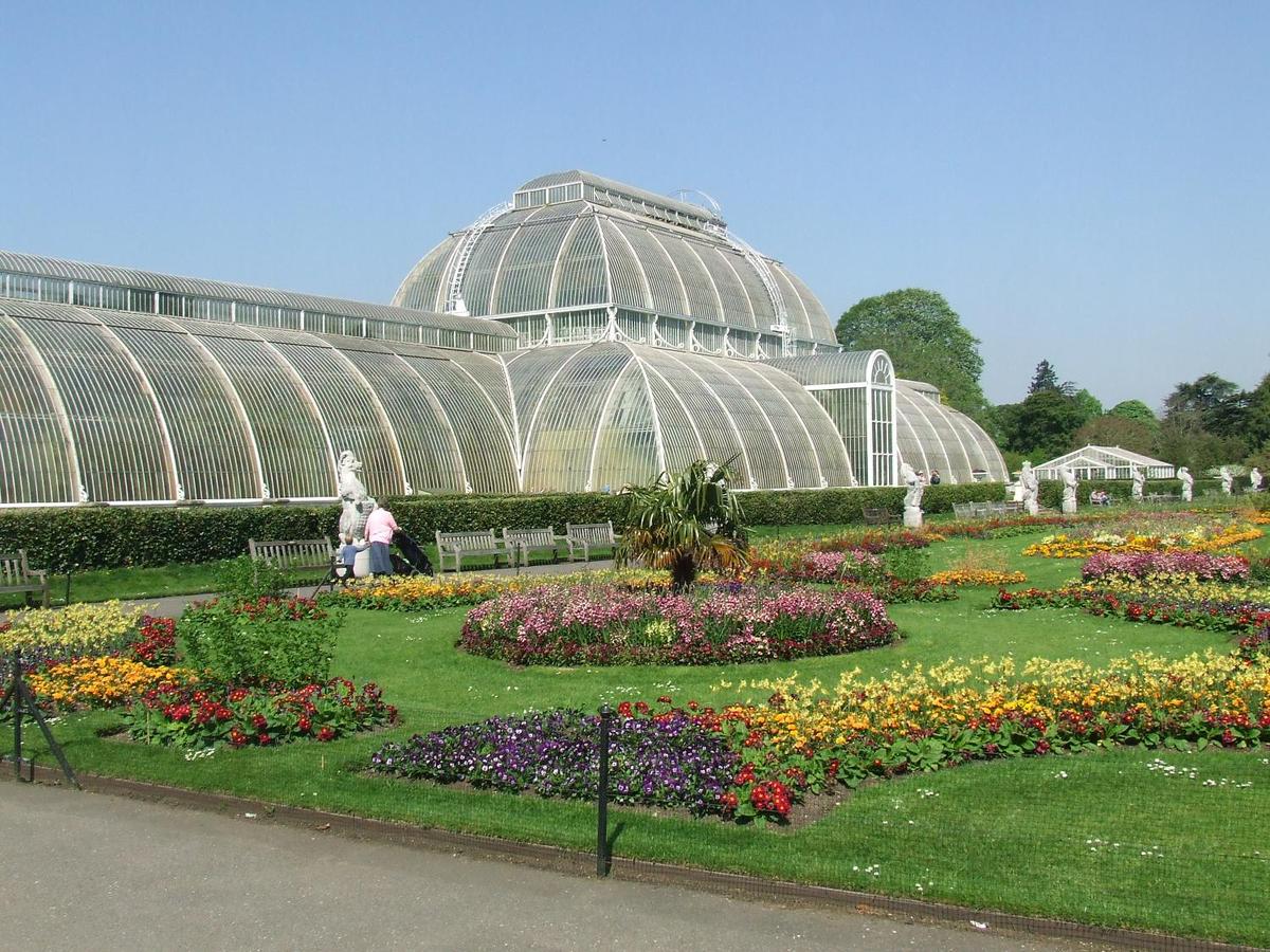 The Palm House at the Royal Botanic Gardens in Kew, England is the largest Victorian glasshouse in the world. Kew Gardens is a UNESCO World Heritage site.