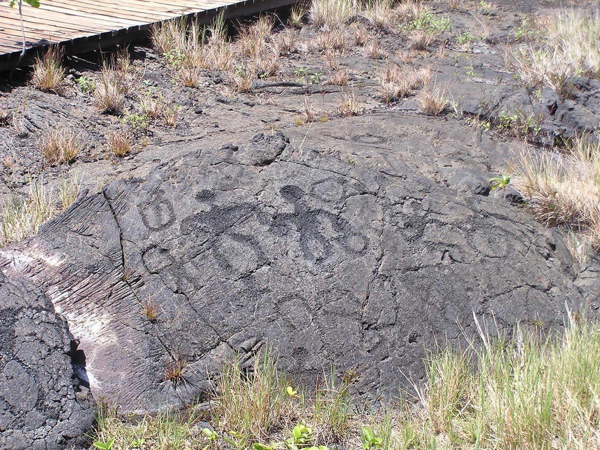 Petroglyphs at Hawaii Volcanoes National Park on the Big Island.