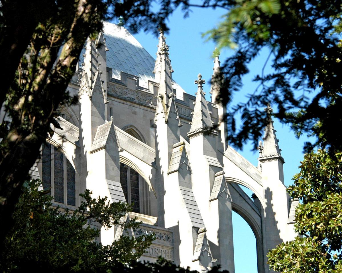 Flying buttresses of the Cathedral Church of St. Peter and Saint Paul - also referred to as the National Cathedral - in Washington, DC.