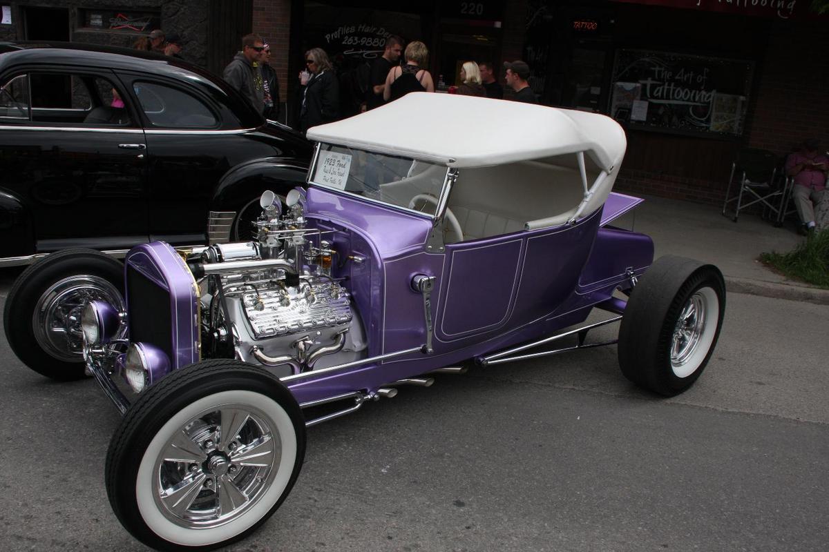 A modified 1923 Ford convertible with a rumble seat at an antique car show in Sandpoint, Idaho.