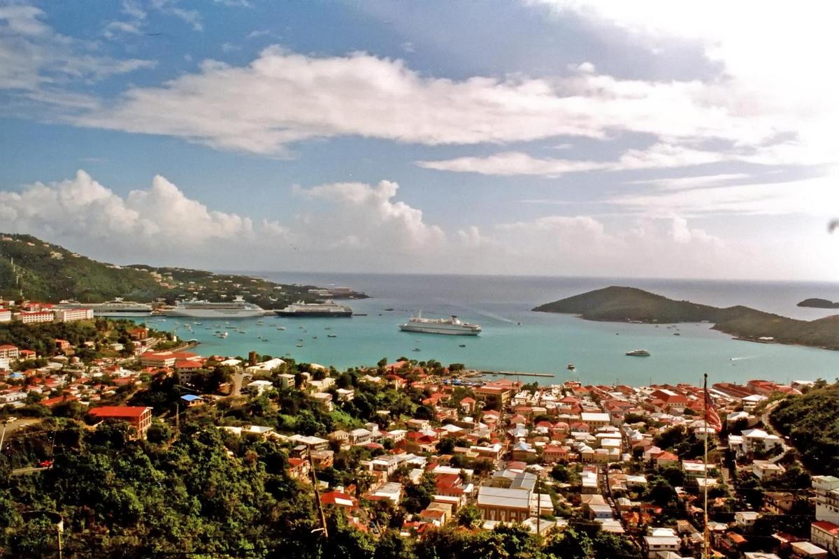 Cruise ships in Charlotte Amalie harbor.