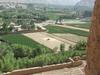 View of surrounding farmlands from within the caves at the "Large Buddha" in Bamyan.