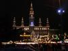 The Vienna City Hall (Rathaus) in December with its Christmas Market (Christkindlmarkt).
