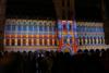 The Brussels Stadhuis (City Hall) with Winter Festival lighting.