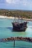 The "wreck" of the Flying Dutchman, "marooned" at the resort island of Castaway Cay. According to folklore, the Flying Dutchman is a ghost ship doomed to sail the oceans forever.