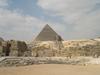 This photo shows a number of the ruins at Giza. To the left is the Valley Temple with a causeway stretching to the Pyramid of Khafre. The Great Sphinx lies before the Pyramid and the remains of the Temple of the Sphinx lie in front of the sphinx itself.