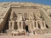 Statues of the Pharaoh Ramses II at Abu Simbel, a twin temple to the Temple of Queen Nefertari in Nubia (southern Egypt) that was carved out of a mountainside in the 13th century B.C. The temple complex was meant to proclaim the might of Egypt to its southern neighbors and to reinforce the status of Egypt&apos;s religion in the region. Considered to be one of the most beautiful sites in Egypt, it is a popular tourist destination.