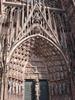 The famous west portal of the Strasbourg Cathedral is in the Gothic style and has hundreds of figures sculpted into it.