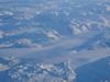 Glaciers in the fjords of Greenland, as seen from the air.