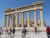 View of the rear of the Parthenon on the Acropolis in Athens. The temple, dedicated to the goddess Athena, was built between 447 and 438 B.C. The Acropolis is a citadel on a flat, high, rocky outcrop 150 m (490 ft)above sea level and is the highest point in Athens. It preserves a number of ancient structures.