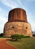 This mound-like structure called the Dhamek Stupa is 143 feet high and 92 feet wide. Located in Sarnath, in the state of Uttar Pradesh, it is believed to be the location of Buddha's first sermon to his five disciples after attaining enlightenment.