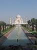 The long reflecting pool leading to the Taj Mahal.