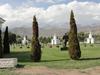 A view of the Tien Shan Mountains from an open air museum in Chopa Ata on Lake Ysyk Kol.
