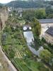 Vegetable gardens on the banks of the Alzette River in the Grund District.