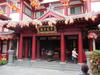 Entrance to the Buddha Tooth Relic Temple in Singapore in Chinatown. The four-story building displays Tang Dynasty architecture.
