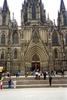 The neo-Gothic facade of the Cathedral of the Holy Cross and Santa Eulalia in Barcelona (built 13th-15th centuries).