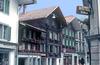 A charming street scene in Interlaken, Bern canton.