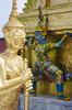 A golden Asura Paksi (half bird, half demon) at Wat Phra Kaew (Temple of the Emerald Buddha) in Bangkok.