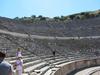 The Great Theater in Ephesus was based on an original Greek structure. In the Roman period, it was expanded under the reigns of Domitian (A.D. 81 to 96) and Trajan (98 to 117). One estimate gives the theater&apos;s capacity as 44,000 spectators and as such it would have been the largest in the ancient world. While generally used for theatrical performances and public assemblies, it was also used for gladiatorial contests in the later imperial period. 