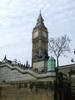 The statue of Boudica, Queen of the Celtic Iceni tribe, near Westminster Pier and the Houses of Parliament Clock Tower. Boudica led a fearsome - but ultimately unsuccessful - Celtic revolt against the Romans in A.D. 60 or 61.