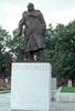 The statue of Winston Churchill on the grounds of the Houses of Parliament building (Westminster Palace) in London.