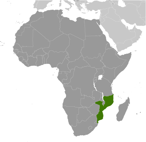 Locator Map for Mozambique